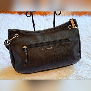 Enzo Angiolini Black Leather Zip Shoulder Bag.